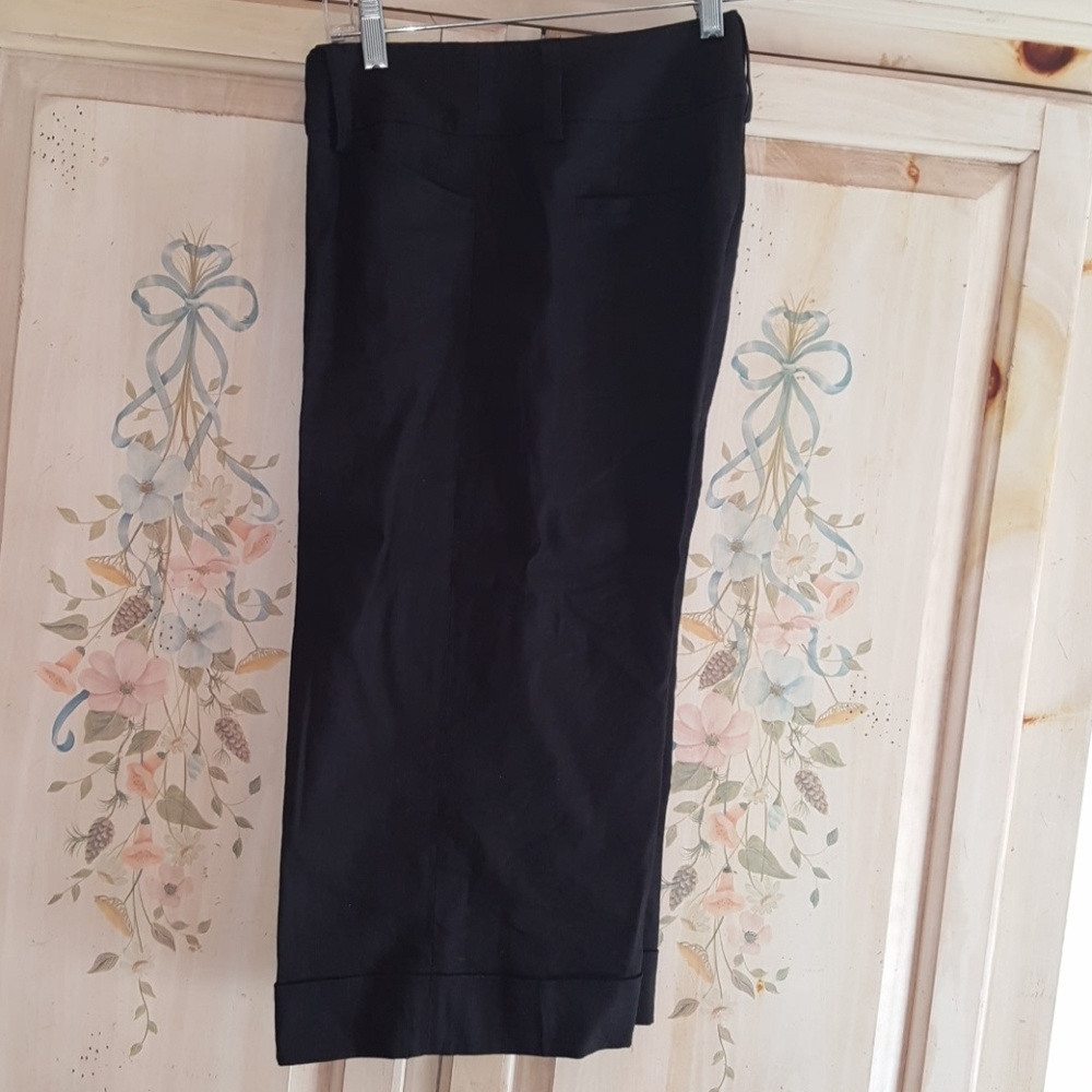 Pants Cropped Black WHBM Linen Rayon